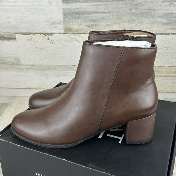 Naturalizer Women’s 11 Brown Leather Heeled Ankle Boot Weatherproof Bootie NWT - Picture 1 of 12